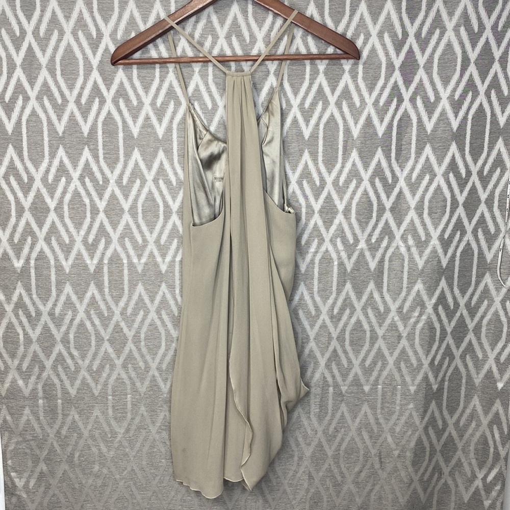 Alice + Olivia Silk Draped Mini Dress Size: Small Tan/ Nude - Picture 2 of 2